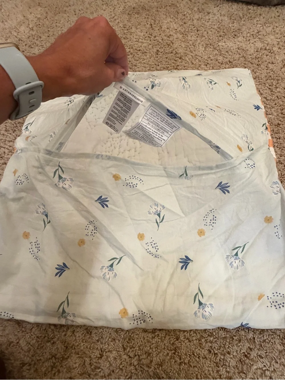new Anthropologie Ellen merchant cotton voile euro pillow sham Floral Parrot